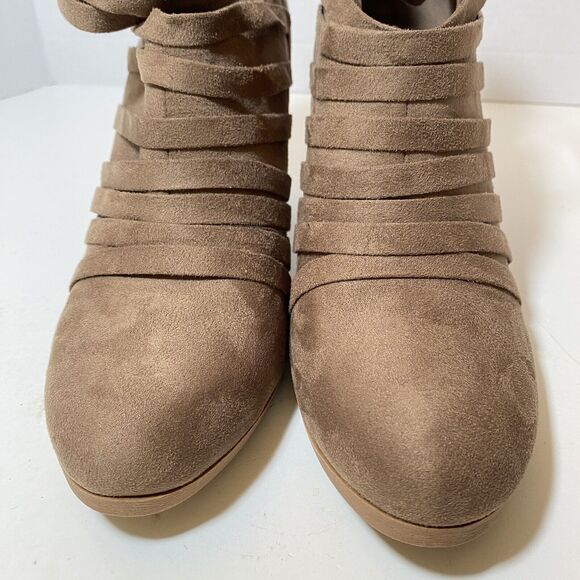 JG Strappy Gladiator Stacked Heel Suede Shoes Women’s Size 11 Tan BRAND NEW - Picture 2 of 11
